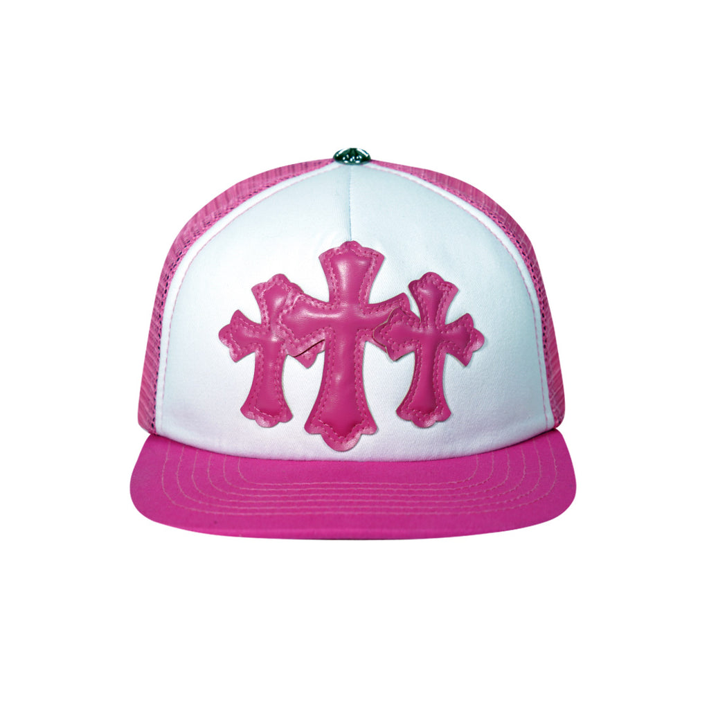 Chrome Hearts Triple Cross Trucker Hat Pink