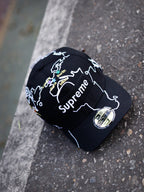 CAP SUPREME WORLDWIDE BOX LOGO NEW ERA HAT BLACK