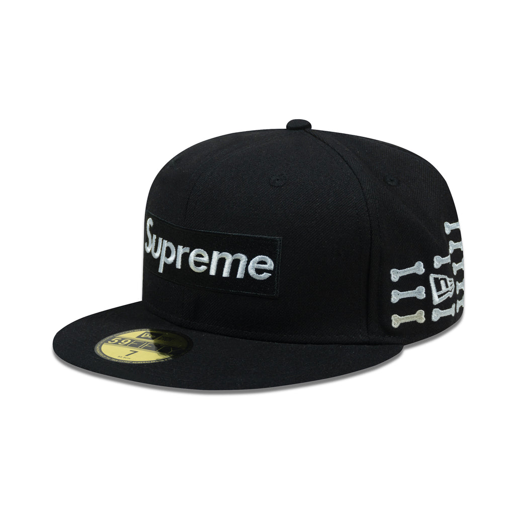 SUPREME BONES BOX LOGO NEW ERA FITTED HAT BLACK