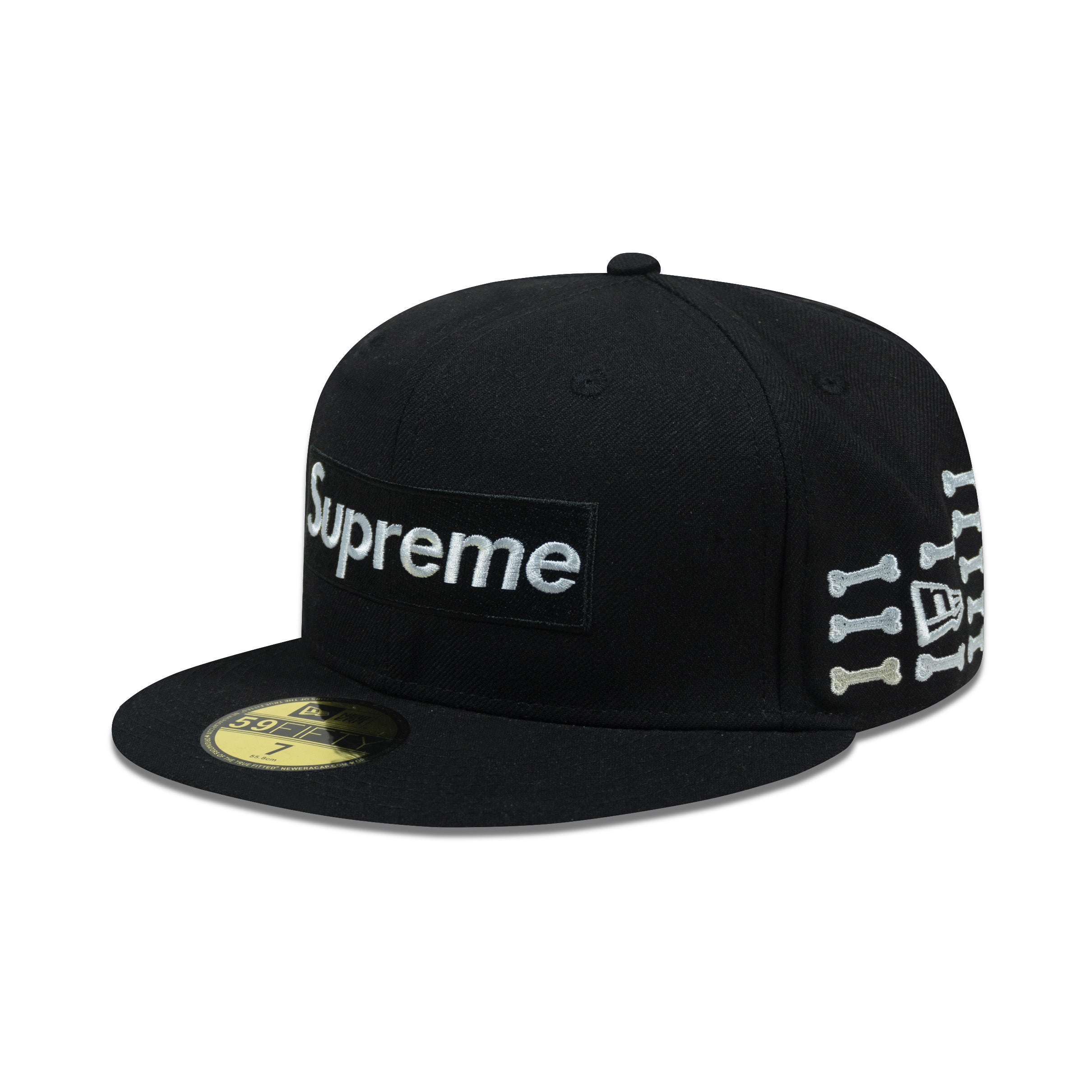 SUPREME BONES BOX LOGO NEW ERA FITTED HAT BLACK