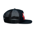 Chrome Hearts Cemetery Cross Leather Stitched Trucker Hat.