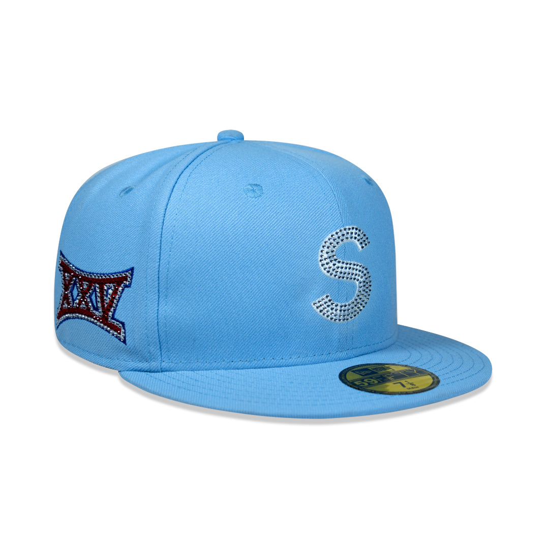 CAP SUPREME X SWAROVSKI S LOGO NEW ERA BLUE