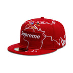 CAP SUPREME WORLDWIDE BOX LOGO NEW ERA RED
