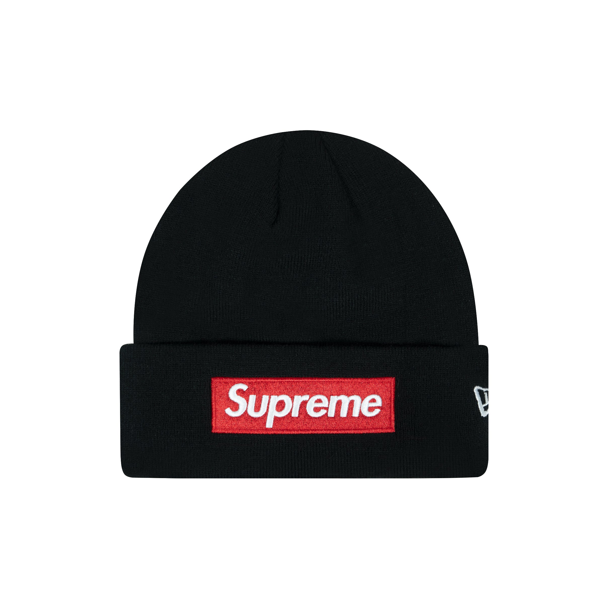 BEANIE SUPREME NEW ERA BOX LOGO BLACK AND RED