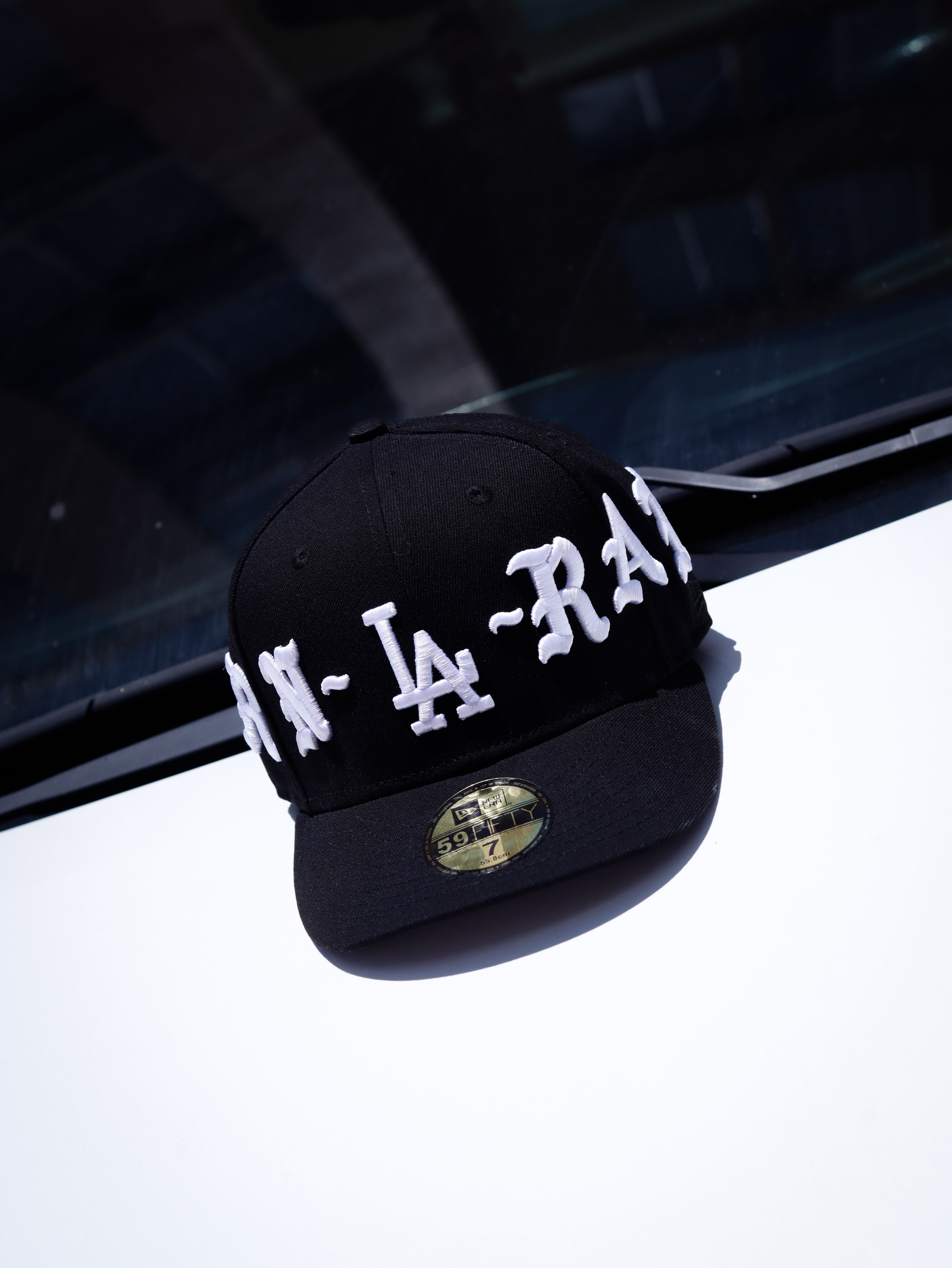 BORN X RAISED RED NEW FITTED HAT BLACK