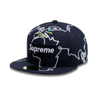 CAP SUPREME WORLDWIDE BOX LOGO NEW ERA HAT BLACK