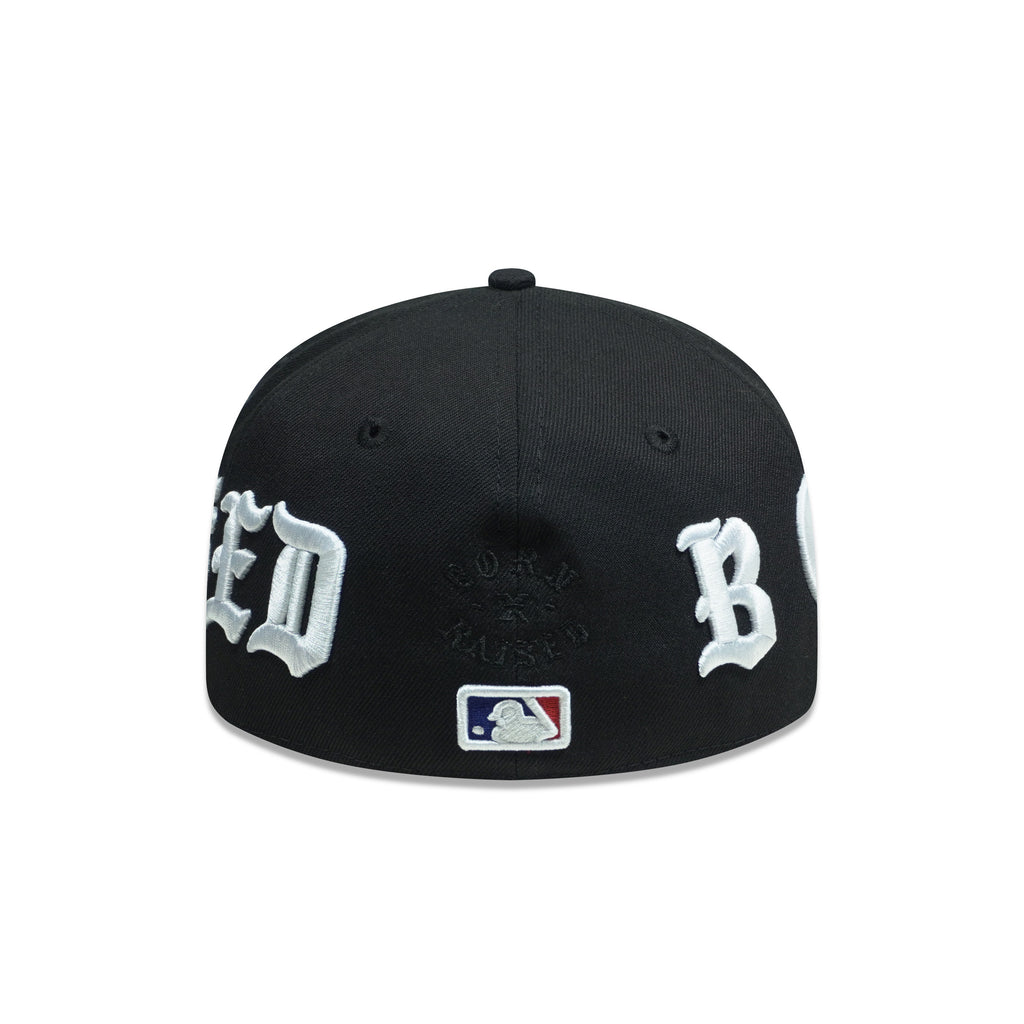 BORN X RAISED RED NEW FITTED HAT BLACK