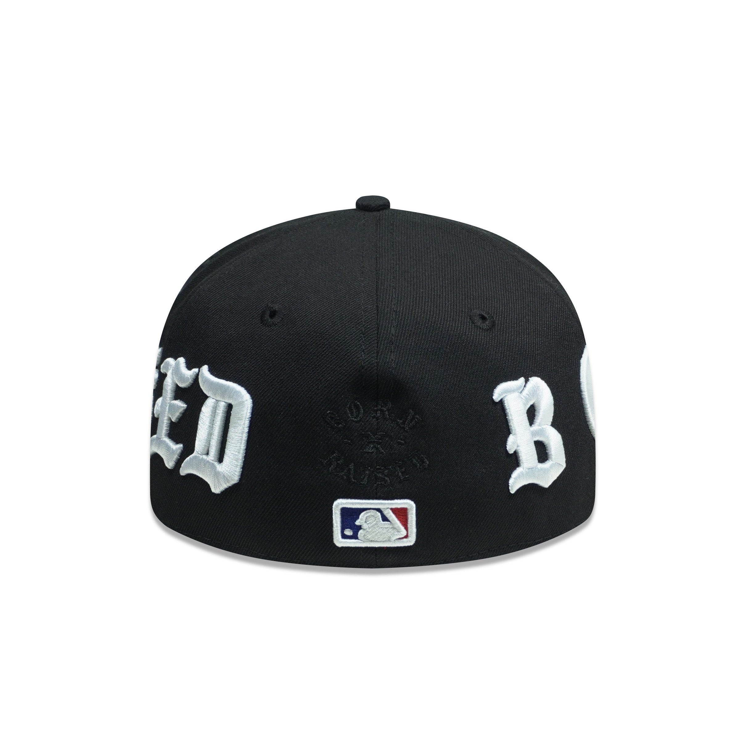 BORN X RAISED RED NEW FITTED HAT BLACK