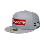 SUPREME BONES BOX LOGO NEW ERA FITTED HAT GREY