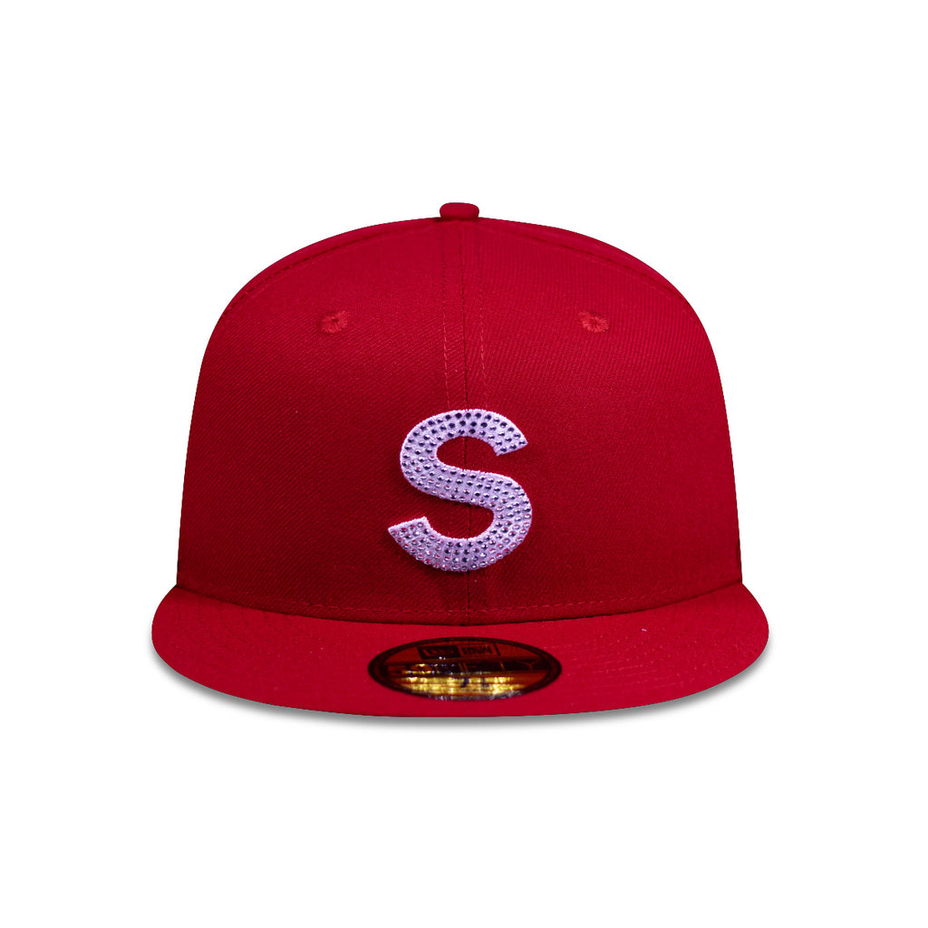 CAP SUPREME X SWAROVSKI S LOGO NEW ERA RED
