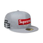 SUPREME BONES BOX LOGO NEW ERA FITTED HAT GREY