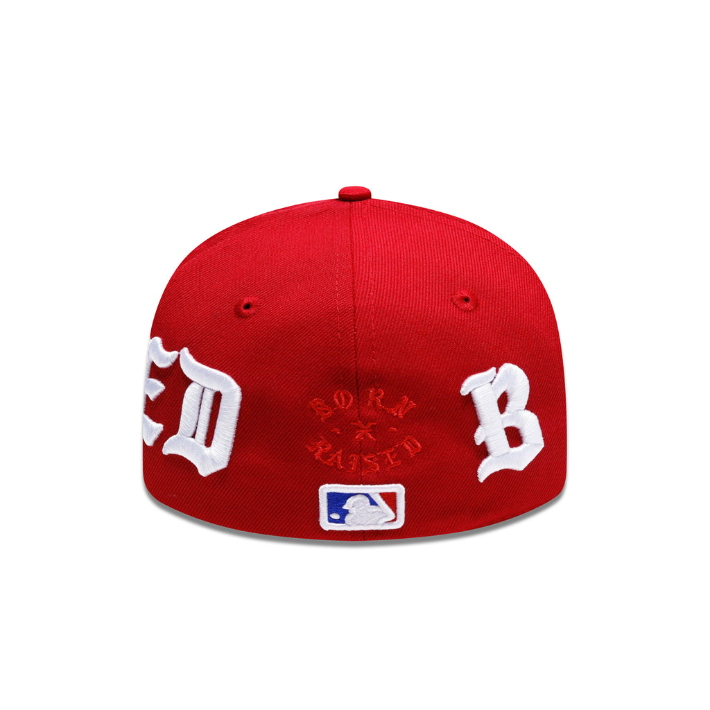 BORN X RAISED RED NEW FITTED HAT RED