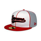 CAP SUPREME X NEW ERA PIPING SCRIPT LOGO RED