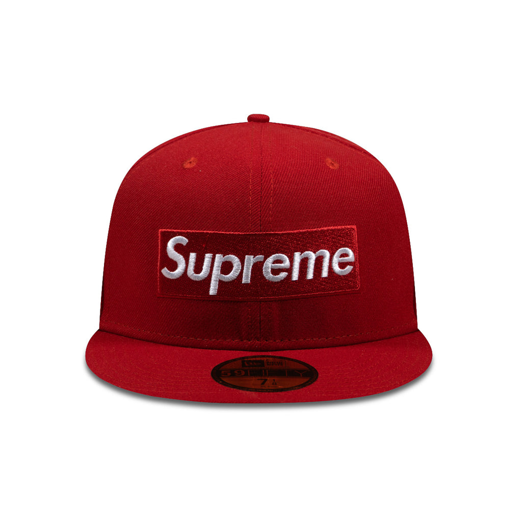 SUPREME BONES BOX LOGO NEW ERA FITTED HAT RED