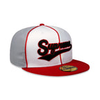 CAP SUPREME X NEW ERA PIPING SCRIPT LOGO RED