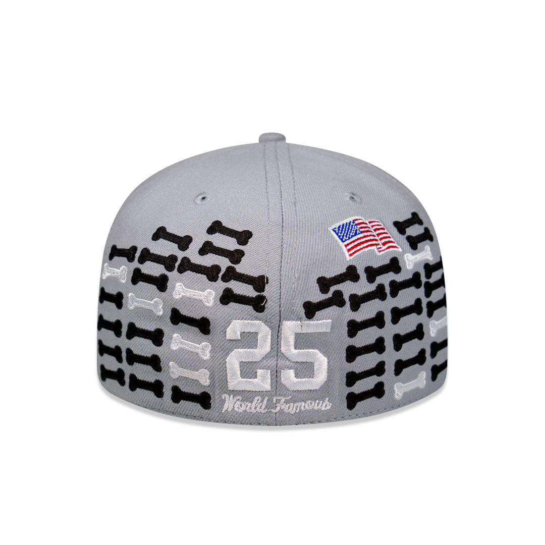 SUPREME BONES BOX LOGO NEW ERA FITTED HAT GREY