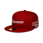 SUPREME BONES BOX LOGO NEW ERA FITTED HAT RED