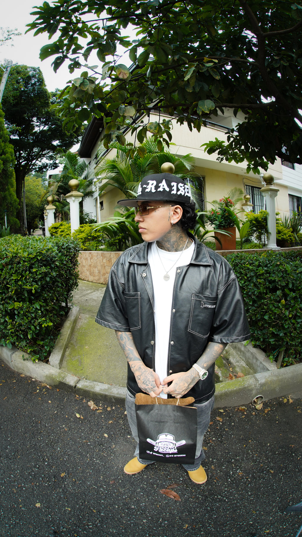 BORN X RAISED RED NEW FITTED HAT BLACK