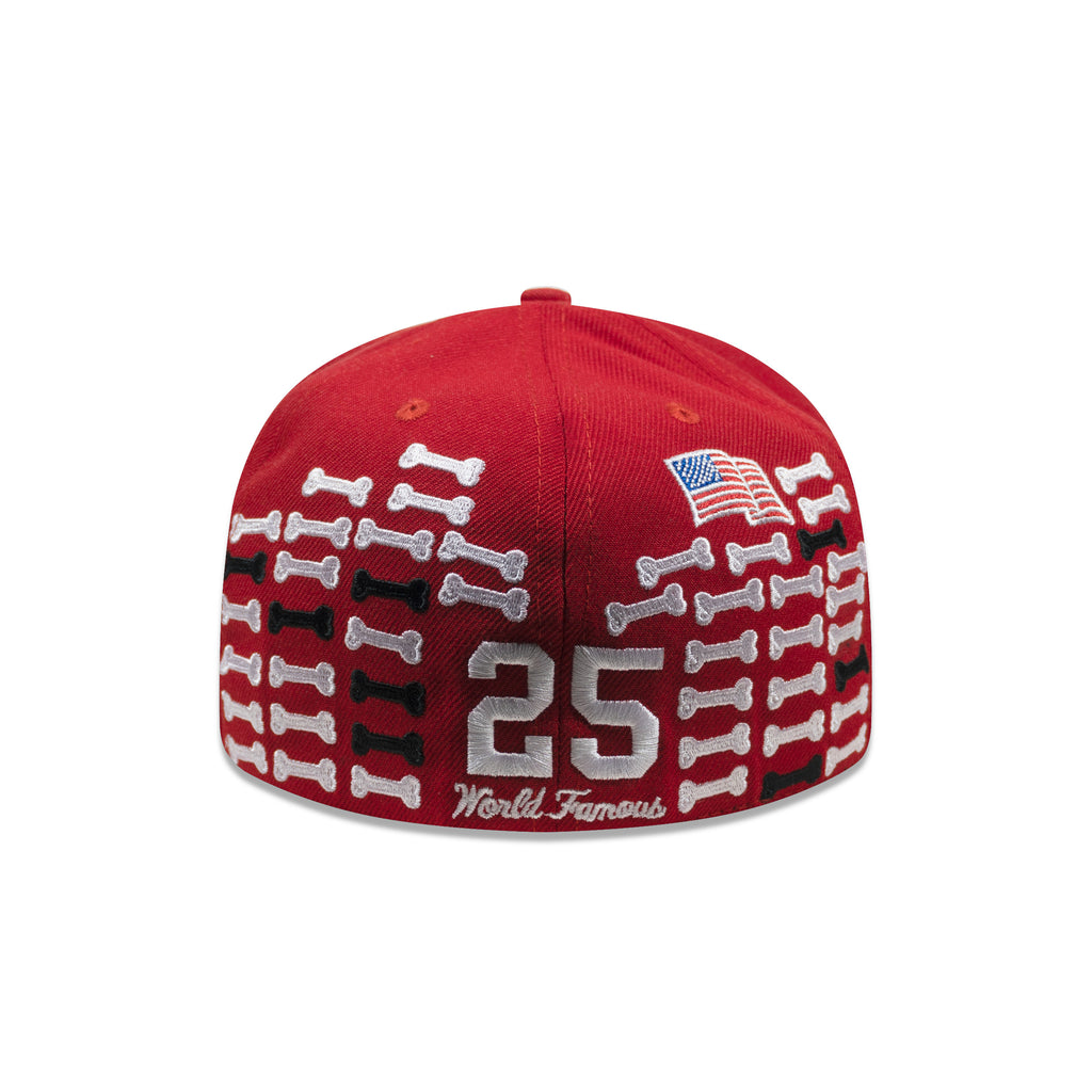 SUPREME BONES BOX LOGO NEW ERA FITTED HAT RED