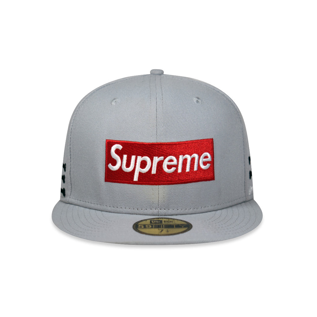 SUPREME BONES BOX LOGO NEW ERA FITTED HAT GREY