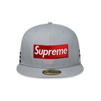 SUPREME BONES BOX LOGO NEW ERA FITTED HAT GREY