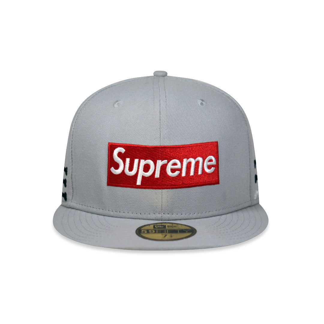 SUPREME BONES BOX LOGO NEW ERA FITTED HAT GREY