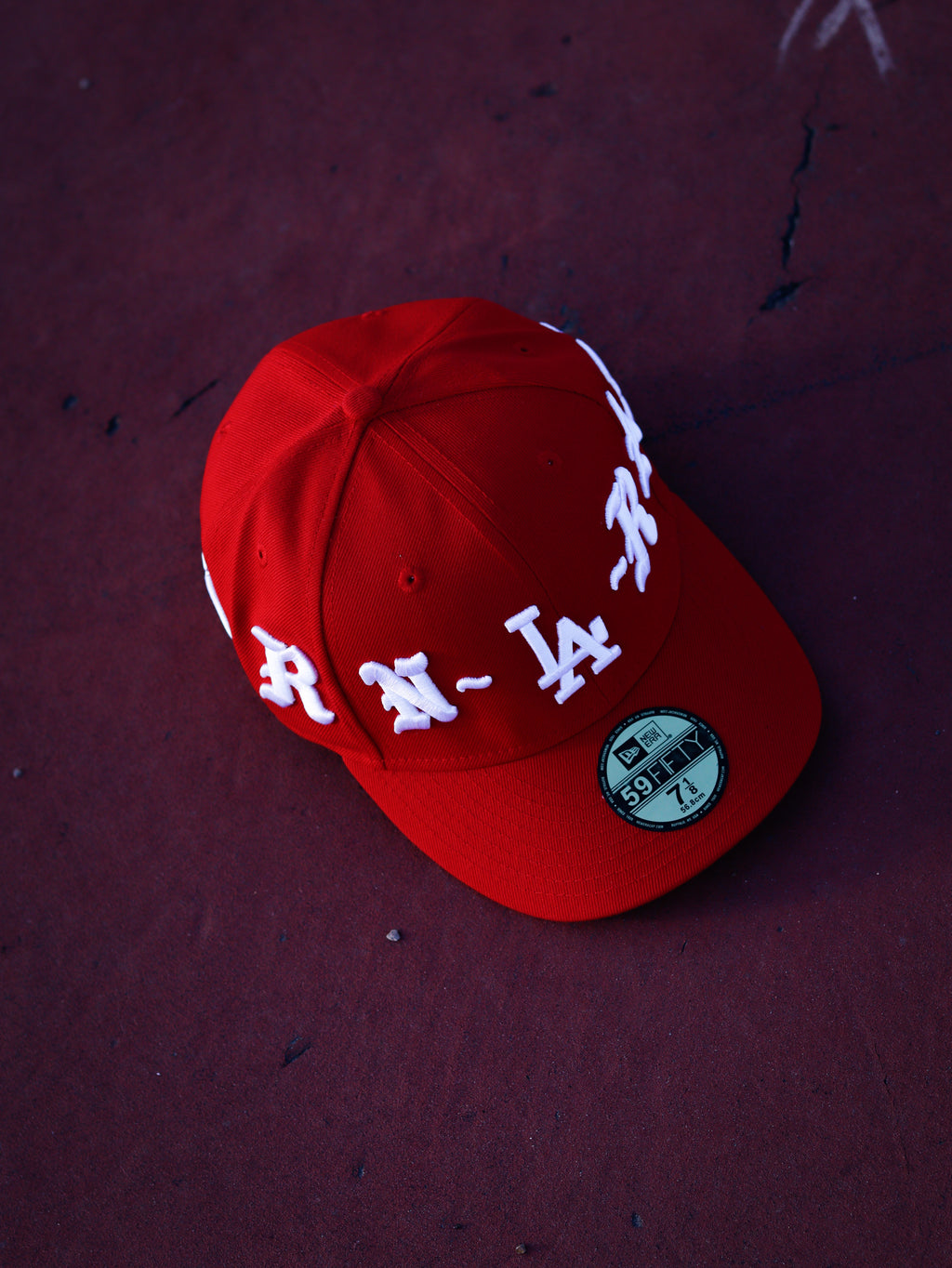 BORN X RAISED RED NEW FITTED HAT RED