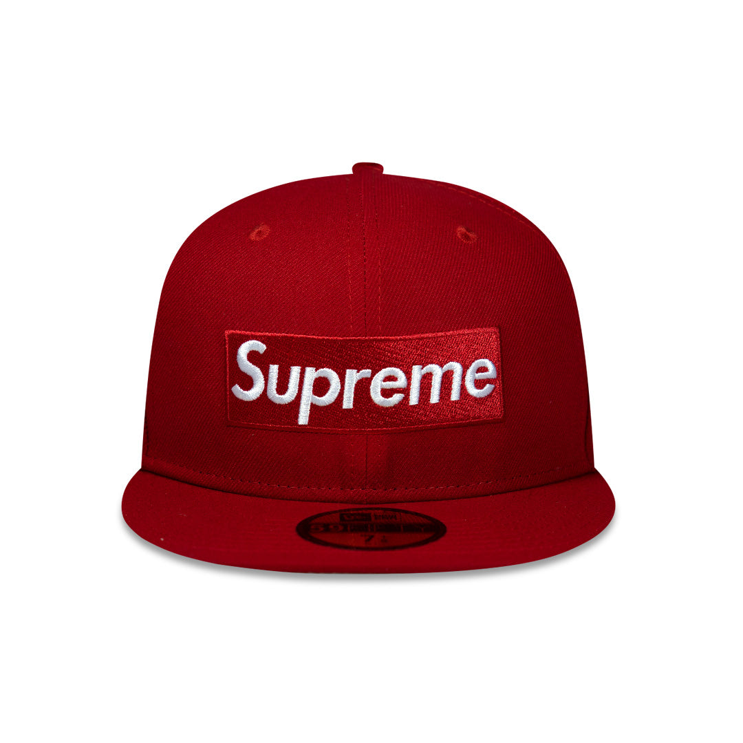 SUPREME BONES BOX LOGO NEW ERA FITTED HAT RED