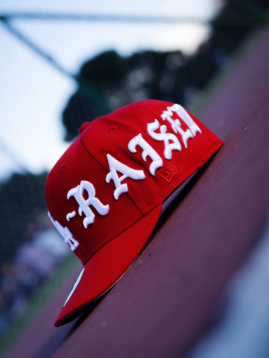 BORN X RAISED RED NEW FITTED HAT RED