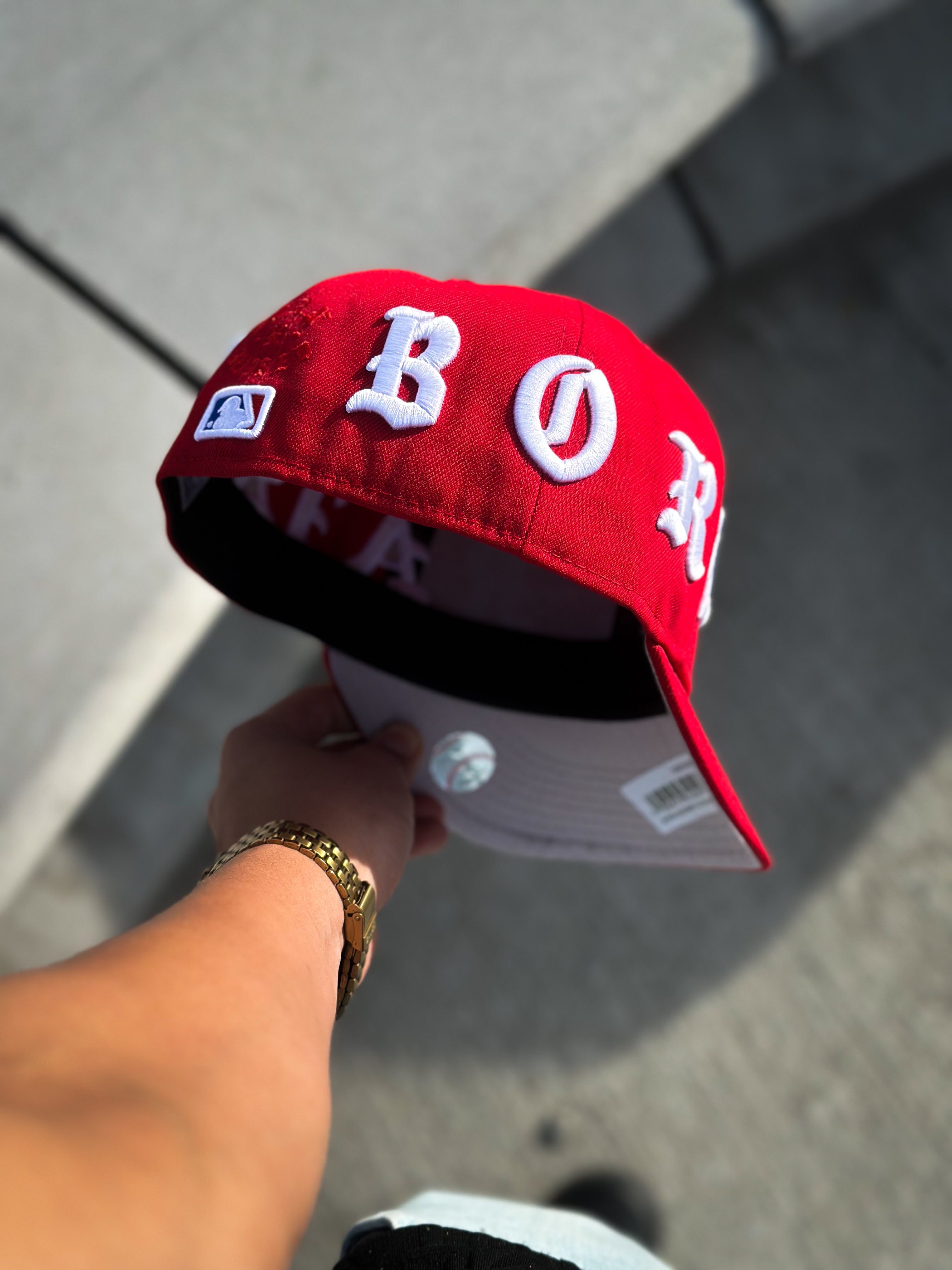 BORN X RAISED RED NEW FITTED HAT RED