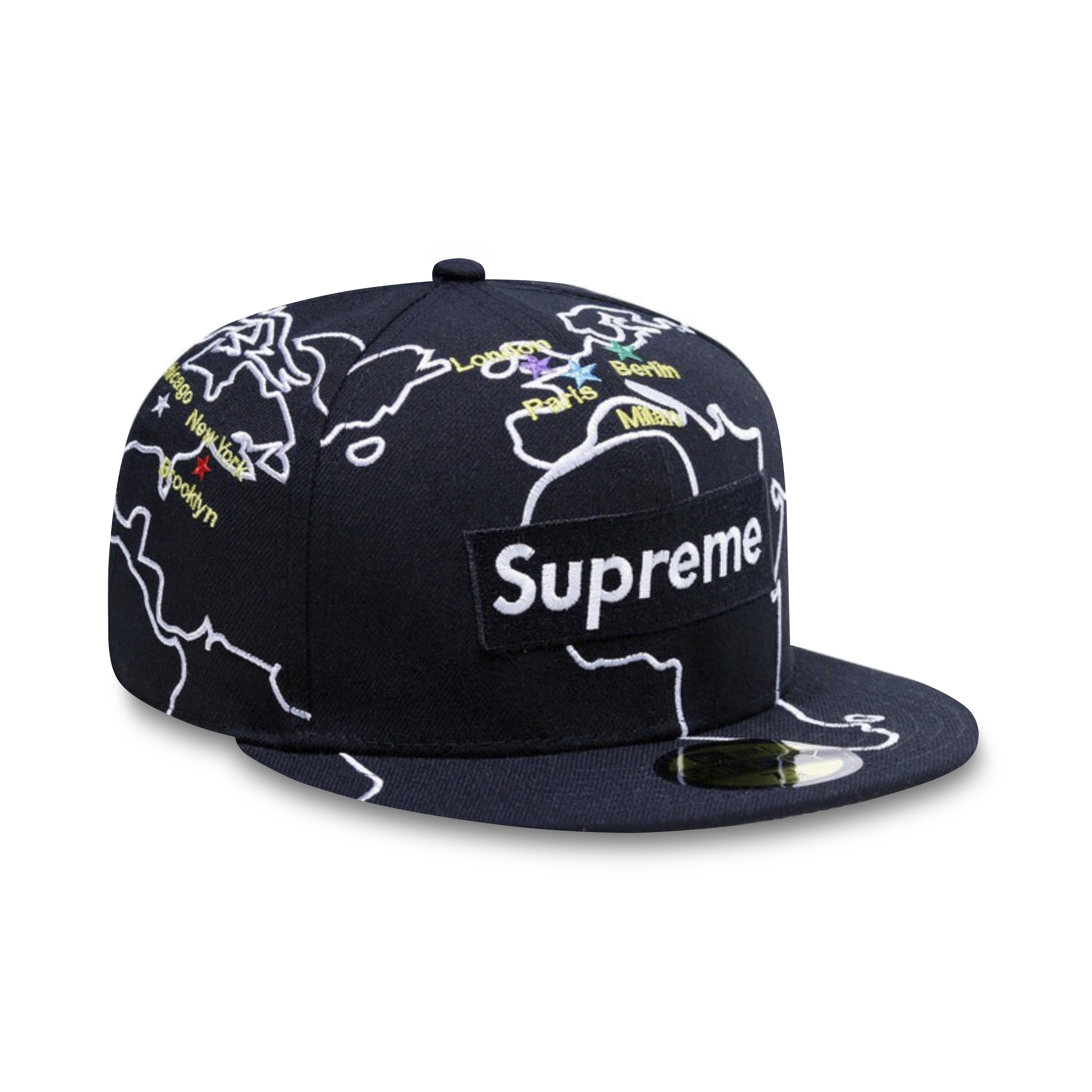 CAP SUPREME WORLDWIDE BOX LOGO NEW ERA HAT BLACK