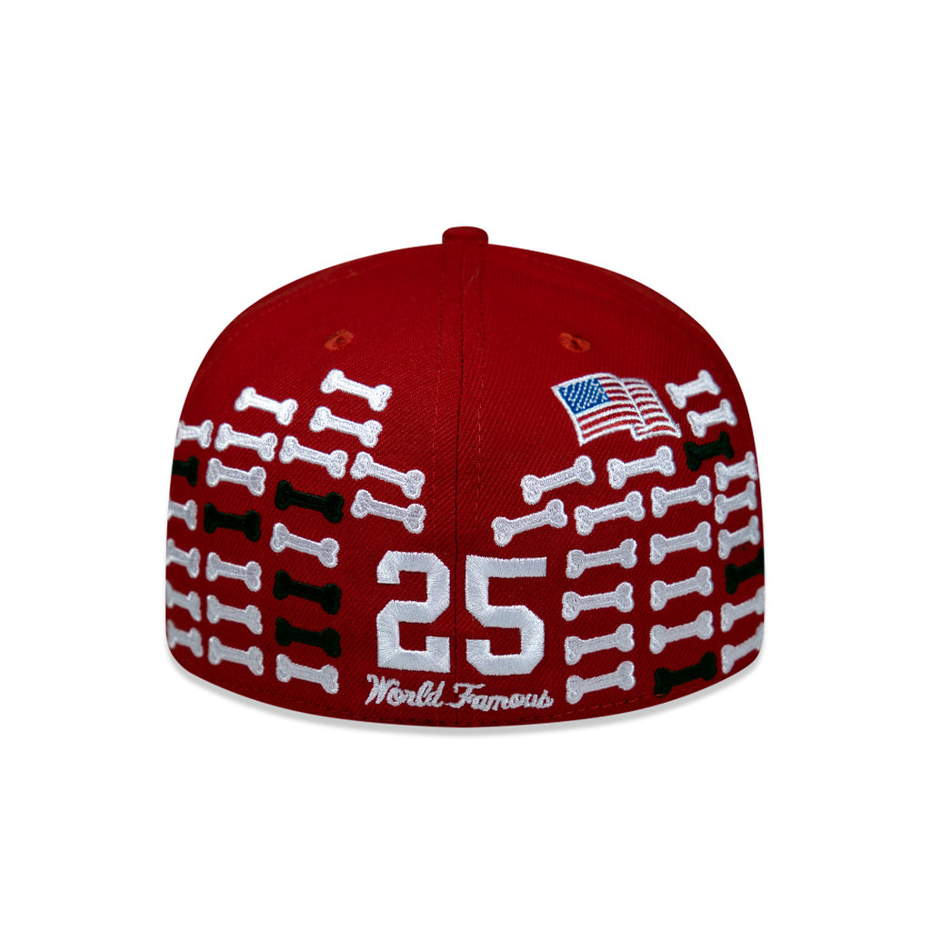 SUPREME BONES BOX LOGO NEW ERA FITTED HAT RED