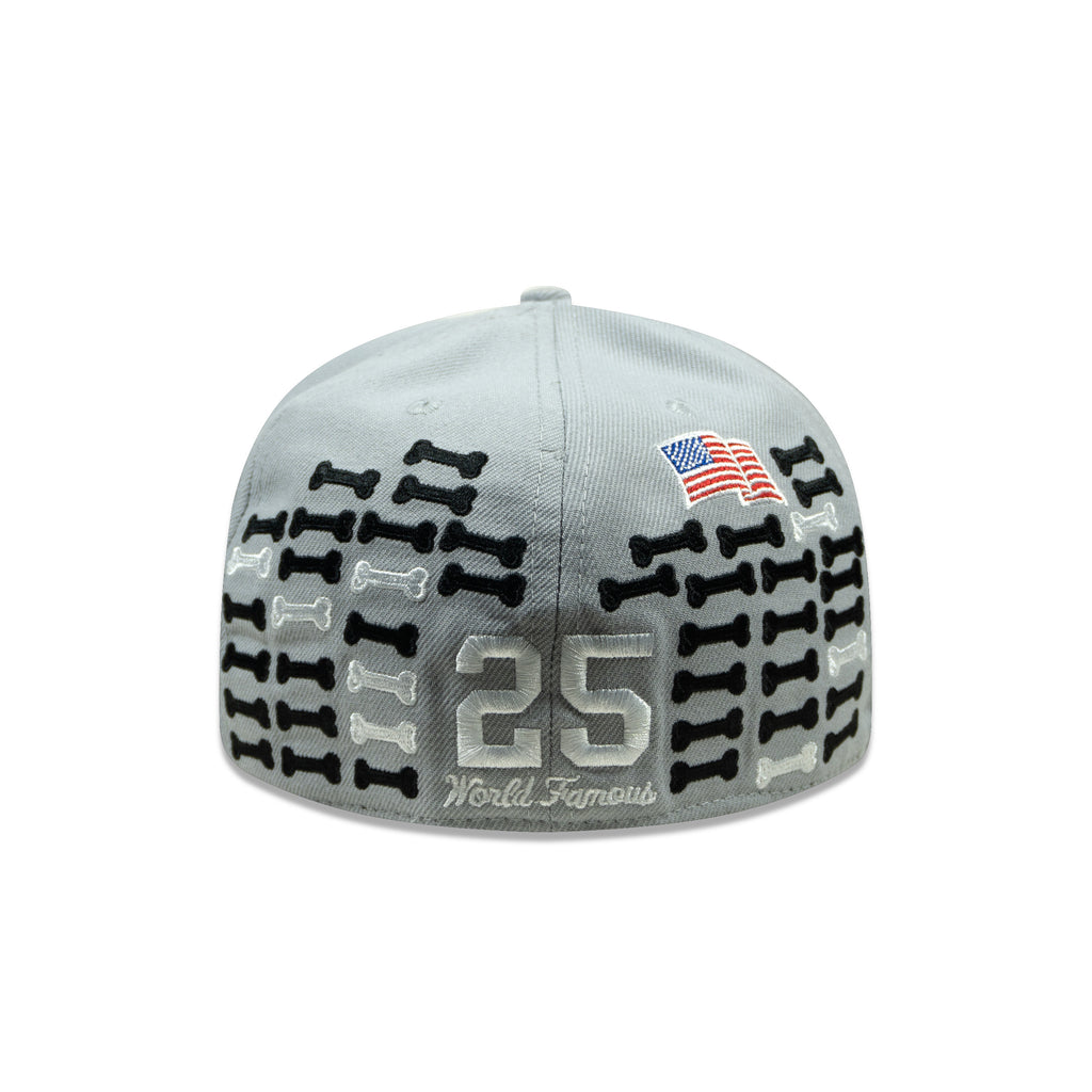 SUPREME BONES BOX LOGO NEW ERA FITTED HAT GREY