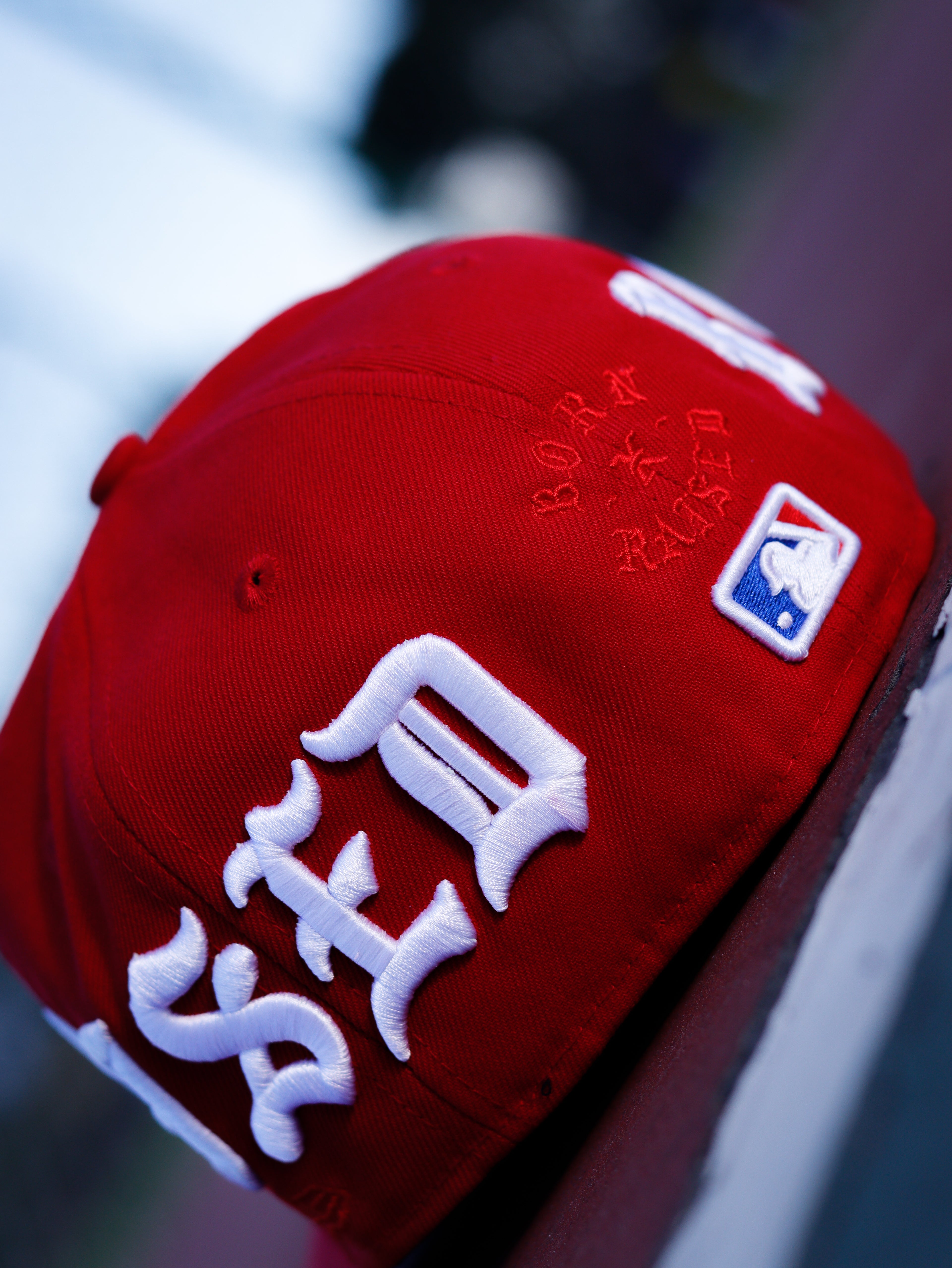 BORN X RAISED RED NEW FITTED HAT RED