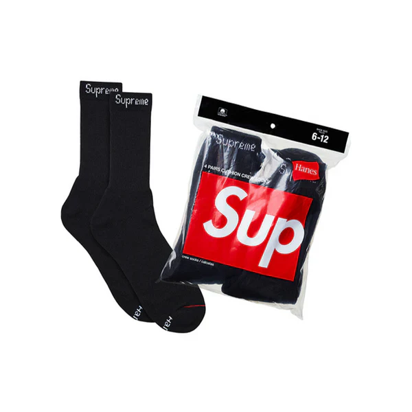 PAR DE MEDIAS SUPREME X HANES NEGRO