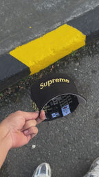 SUPREME BONES BOX LOGO NEW ERA FITTED HAT BLACK